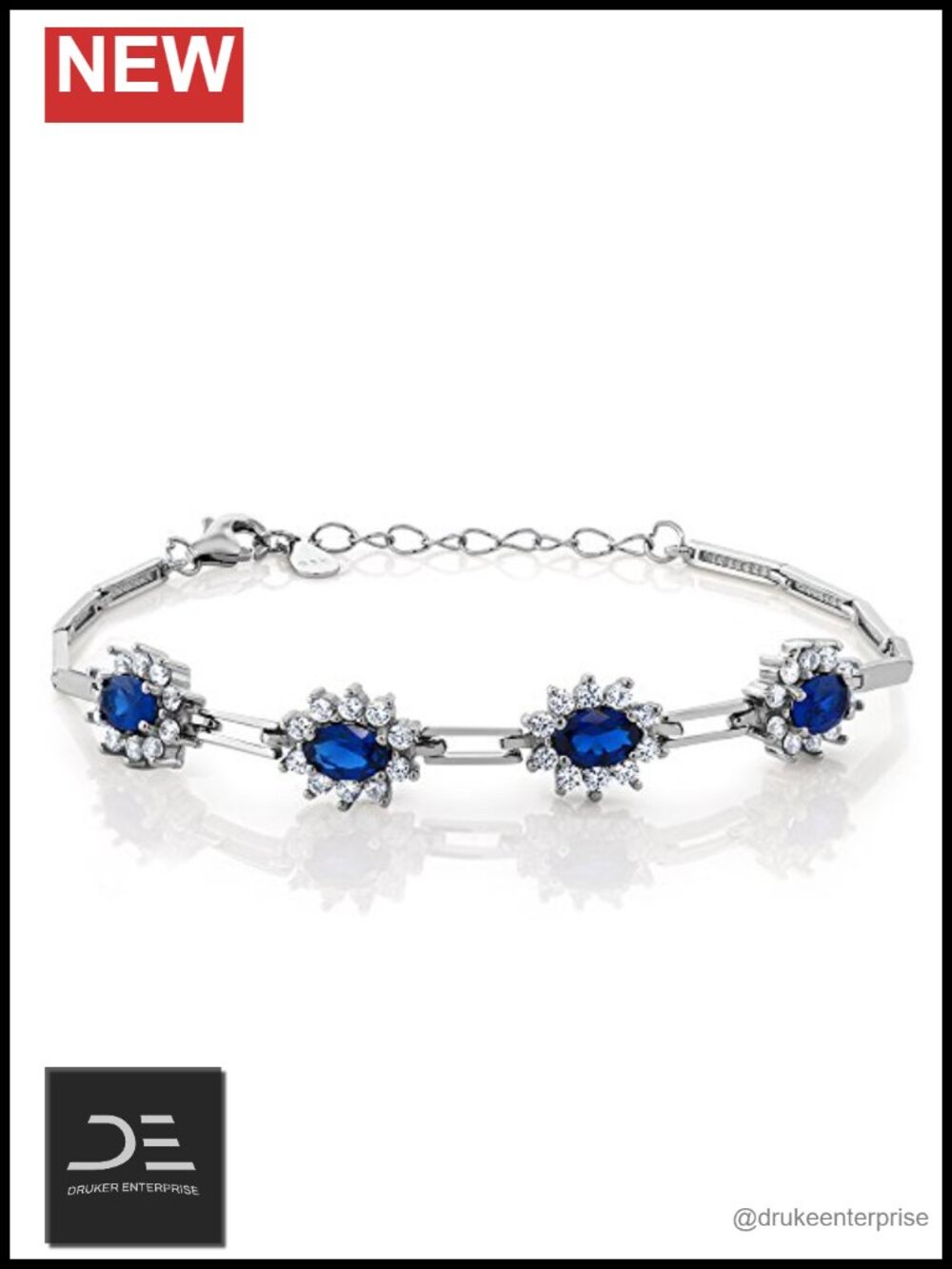 2.36 CTTW Simulated Sapphire Tennis Bracelet Sterling Silver